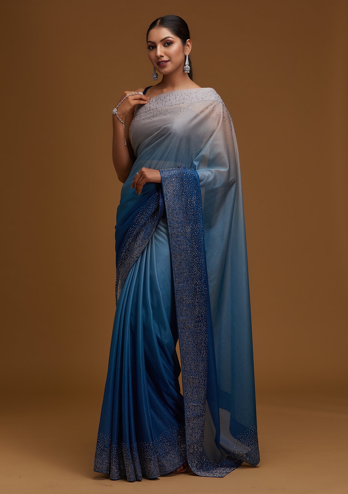 Peacock Blue Tissue Designer Saree