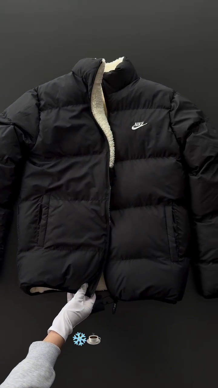 Swoosh Faux Shearling Fleece Reversible Jacket - Image 3