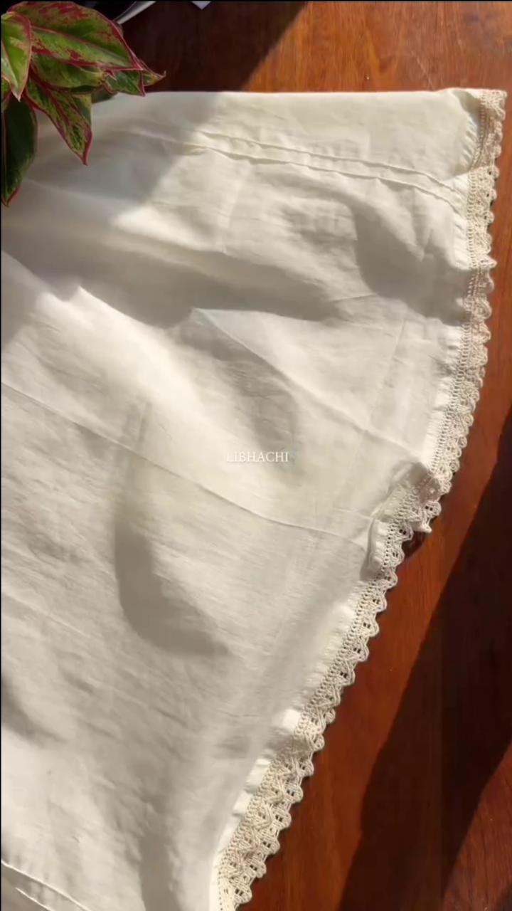 Women White Embroidered Mirror Work Pure Cotton Kurta With Trousers - Image 5