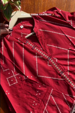 Red Bandhani Printed Straight Fit Kurta Set