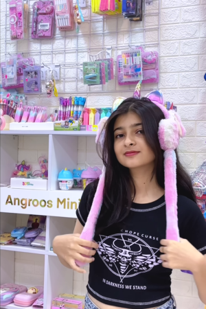 Plush Cat Ear Winter Headband with Furry Ear Muffs and Long Scarf