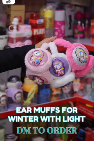 Plush Ear Winter Headband with Furry Ear Muffs With Light-White set