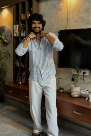 The Santorini Azure Seersucker Shirt