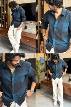 Men’s "Midnight Onyx" Oversized Premium Twill Shirt – Deep Carbon Navy