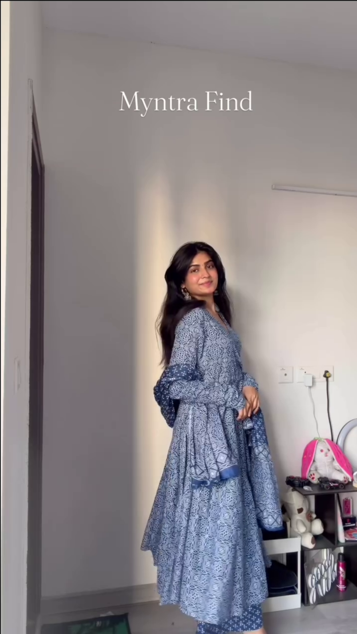 Printed Anarkali Kurta, Bottom & Dupatta Set
