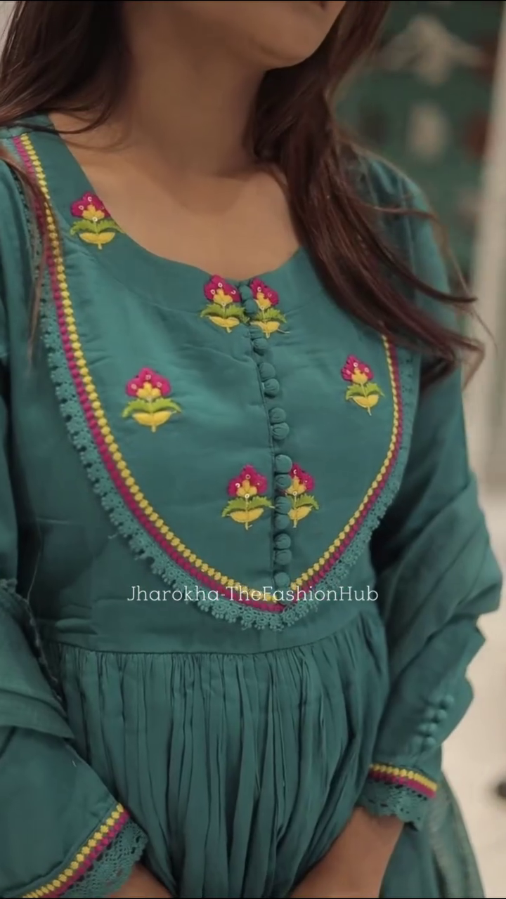 Cotton Embroidered Anarkali Dupatta Set - Image 2