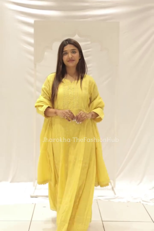Organza Embroidery V-neck Kurta Pant Dupatta Set