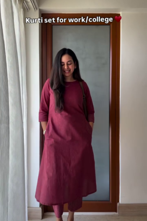 Women Solid Cotton Blend A-line Kurta