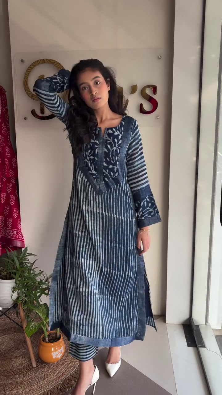Block Print Linen Kurta Set - Image 4