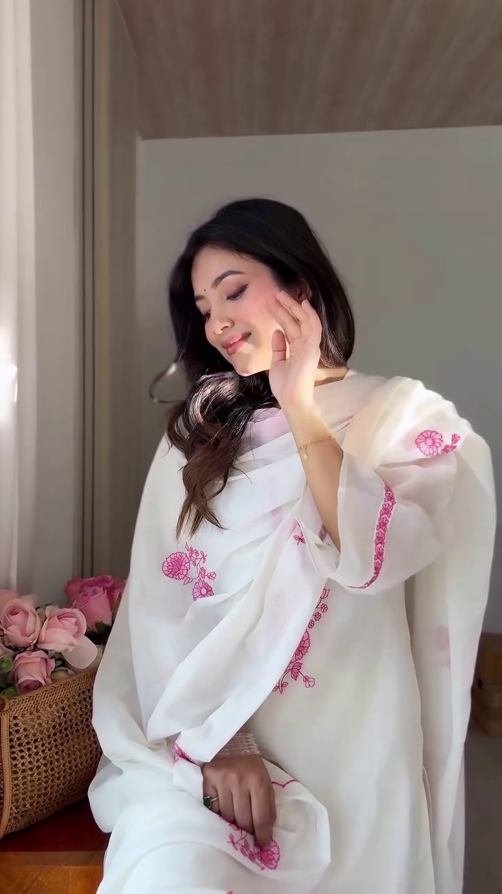 Embroidered Straight A-Line Kurta Suit Set - Image 3
