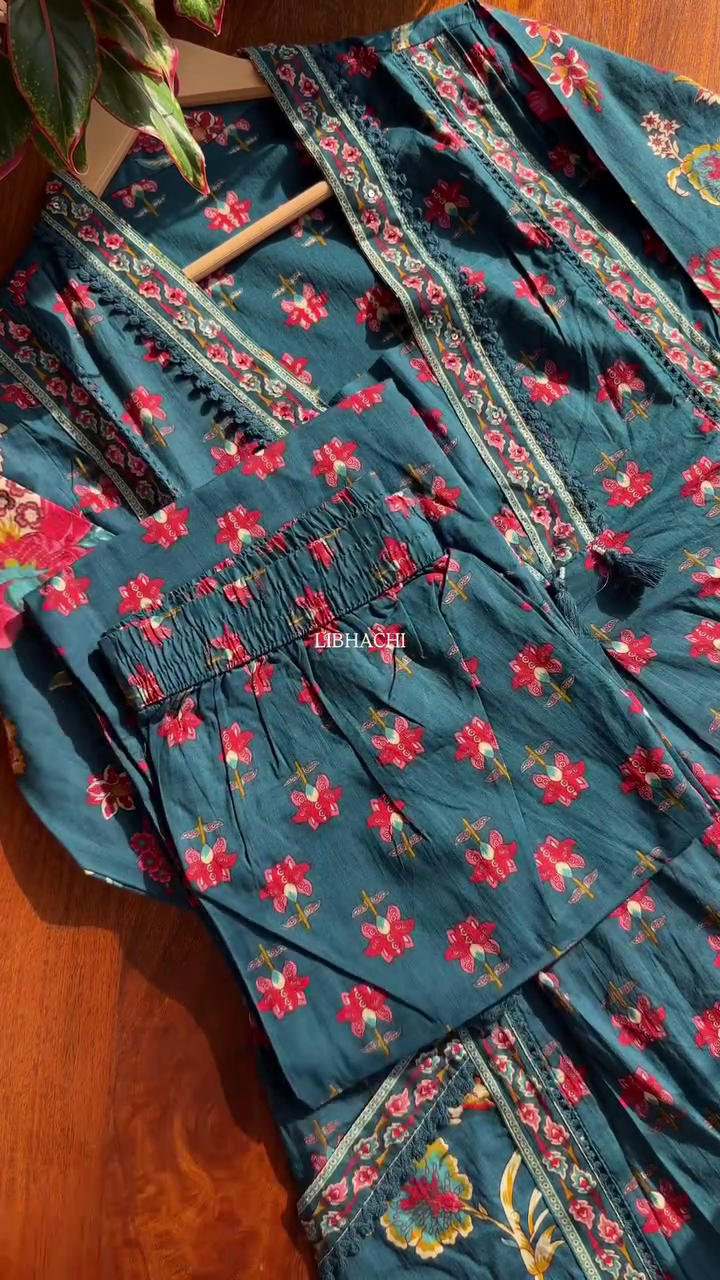Pure Cotton Yolk Embroidery Kurta Set