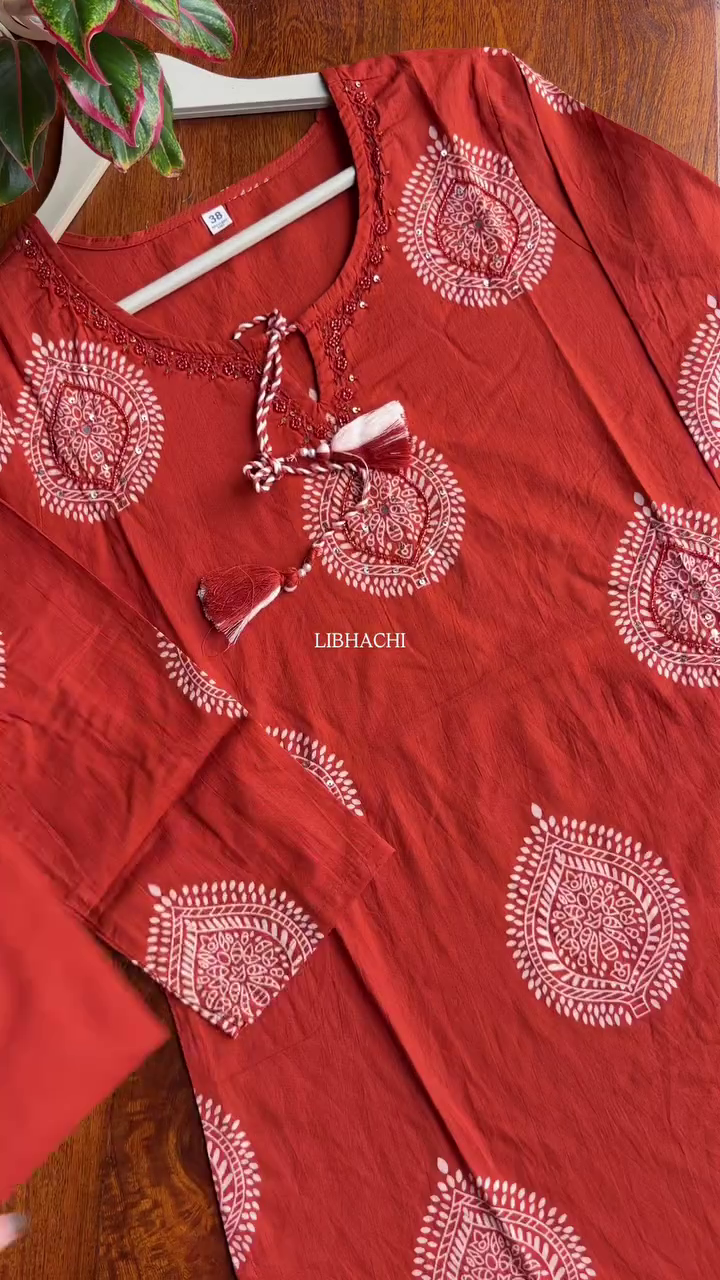 Pure Cotton Straight Kurta Sets with Palazzos Pants & Dupatta - Image 4