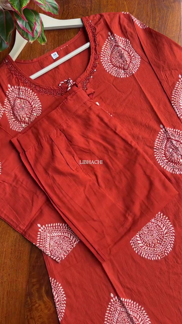 Pure Cotton Straight Kurta Sets with Palazzos Pants & Dupatta - Image 3