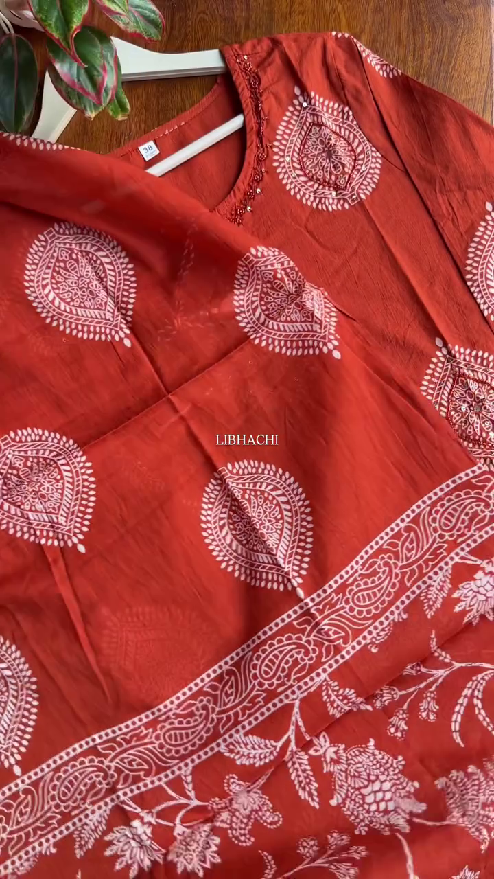 Pure Cotton Straight Kurta Sets with Palazzos Pants & Dupatta - Image 5