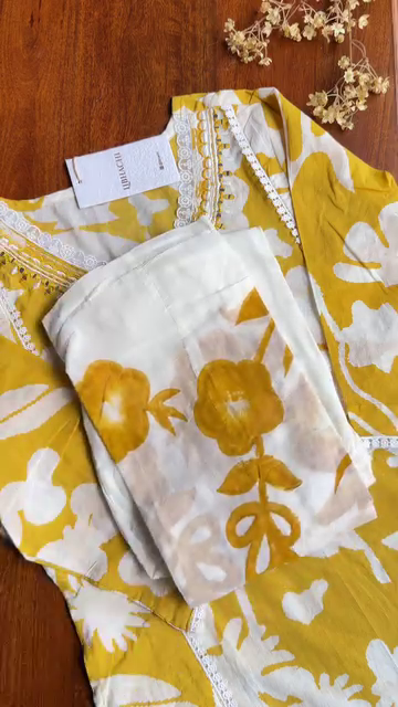 Printed V-Neck Cotton Women Kurta with Pant and Duppata - Image 2