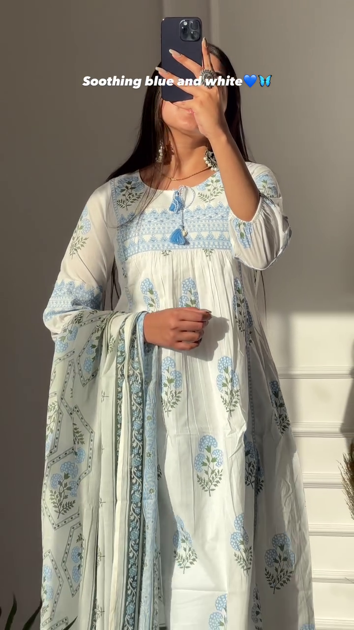 Women Pure Cotton Kurta Pant Attached Dupatta Set