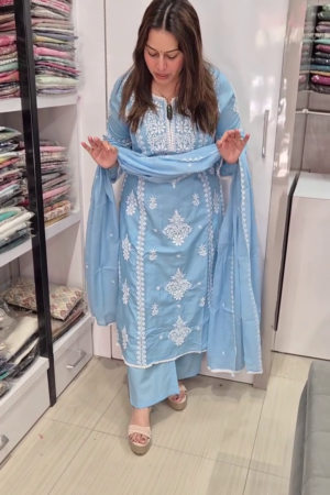 Powder Blue Embroidered Suit Set