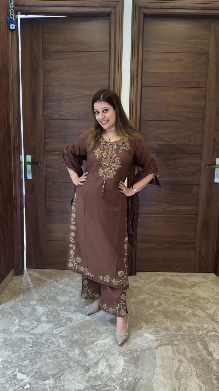 Ivory Gold Festive Anarkali Suit Set