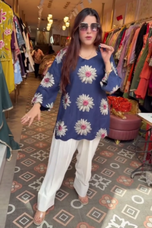 Navy Blue Floral Co-Ord Set