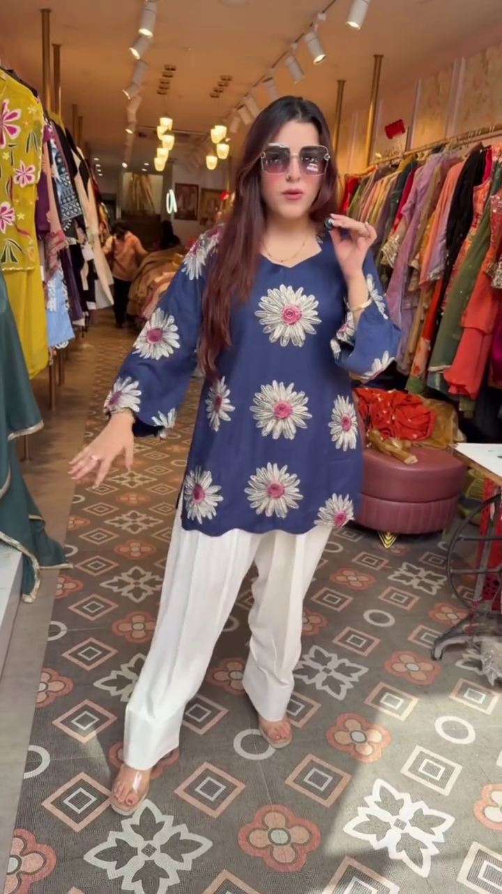 Navy Blue Floral Co-Ord Set