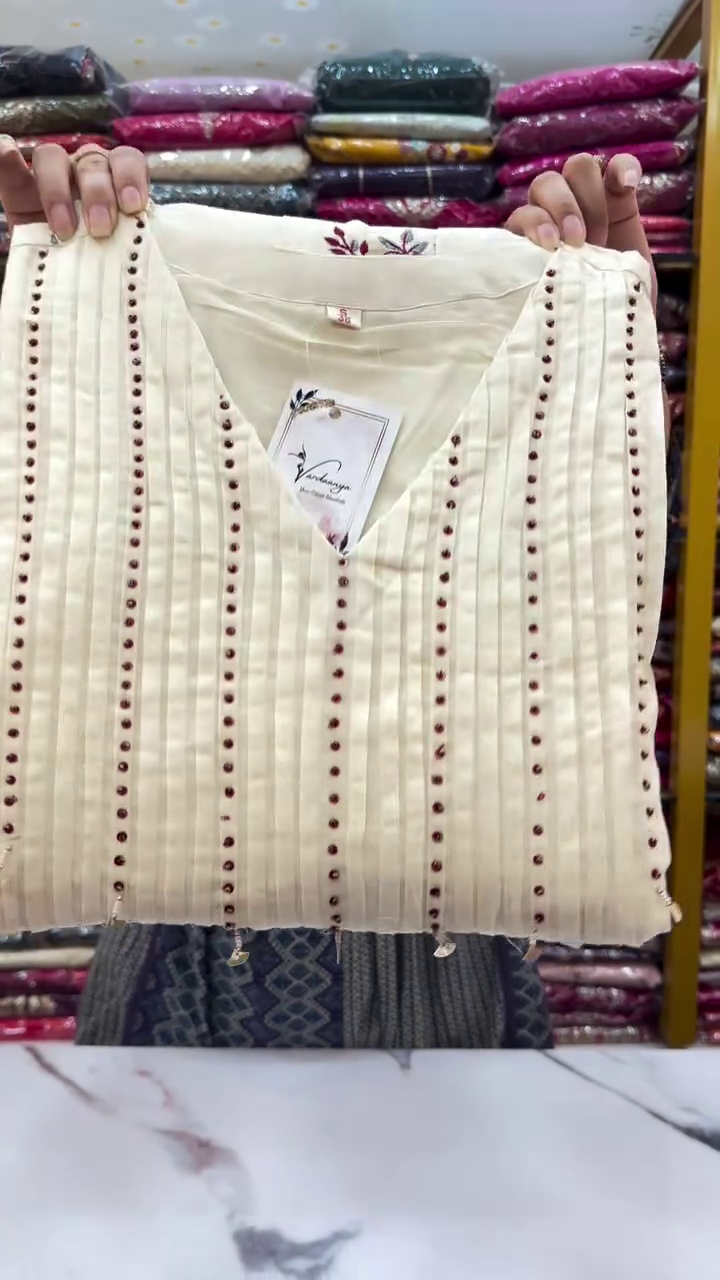 Off White Rose Embroidered Anarkali Suit Set - Image 3