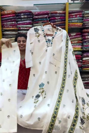 Ivory Lotus Print Suit Set