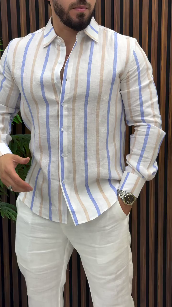 Men's Premium Vertical Stripe Casual Shirt - Image 3