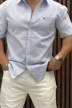Men's Fine Stripe Formal Casual Shirt