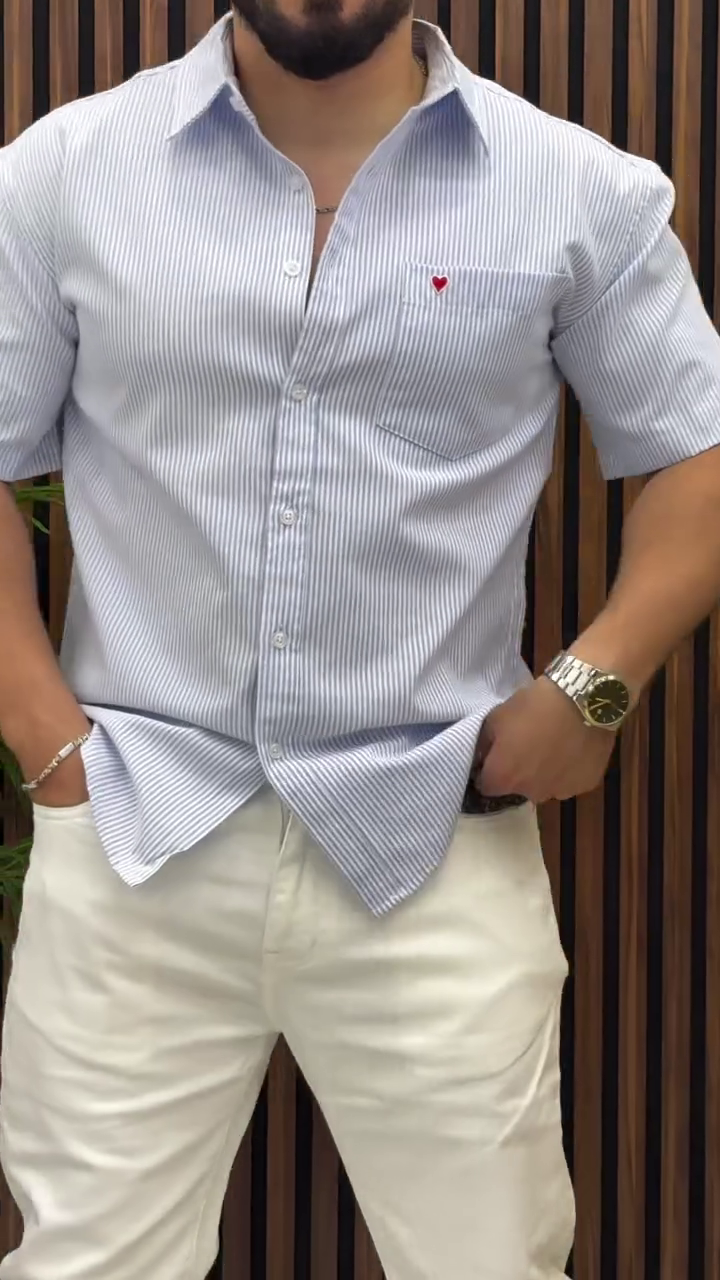 Men's Fine Stripe Formal Casual Shirt