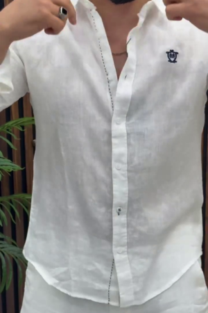 Men's Classic Linen Embroidered Shirt