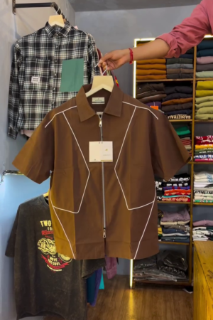 Men's Geometric Panel Zip Shirt