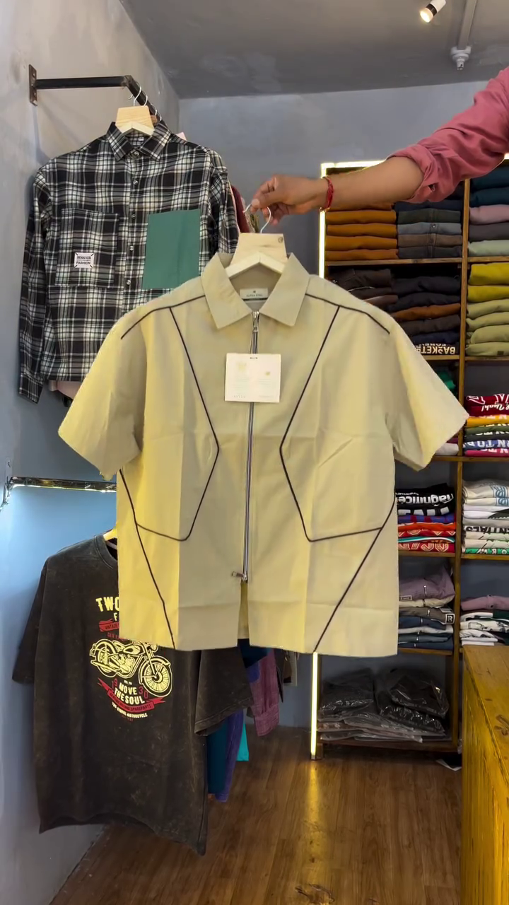Men's Geometric Panel Zip Shirt - Image 3