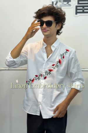 Men's Vertical Stripe Linen Shirt