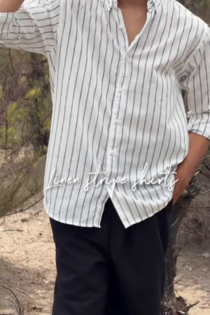 Men's Premium Linen Stripe Casual Shirt