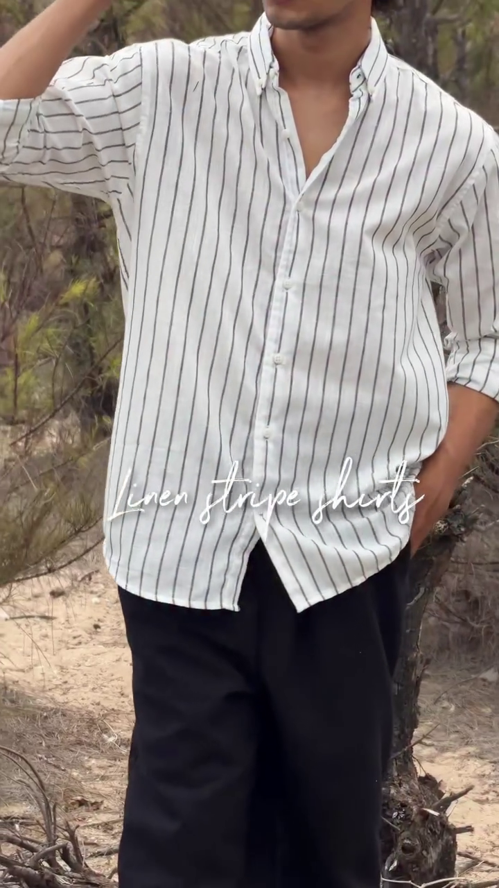 Men's Premium Linen Stripe Casual Shirt