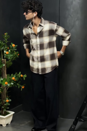 Men's Oversized Plaid Check Shirt