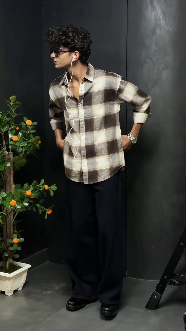 Men's Oversized Plaid Check Shirt