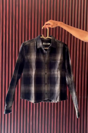 Men's Black Plaid Casual Shirt