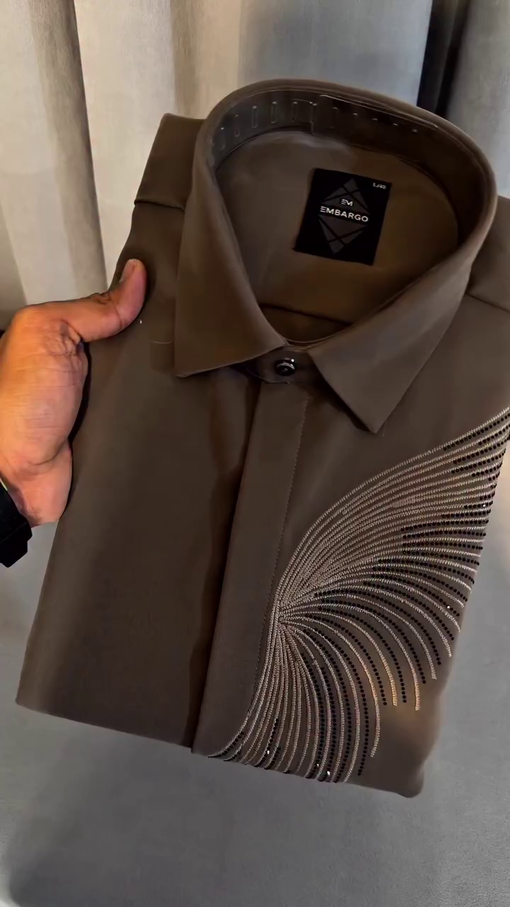 Men's Rhinestone Wave Designer Shirt