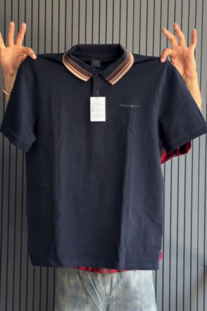 Men's Contrast Collar Solid Polo T-Shirt