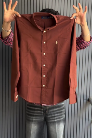 Men's Solid Mandarin Collar Casual Shirt
