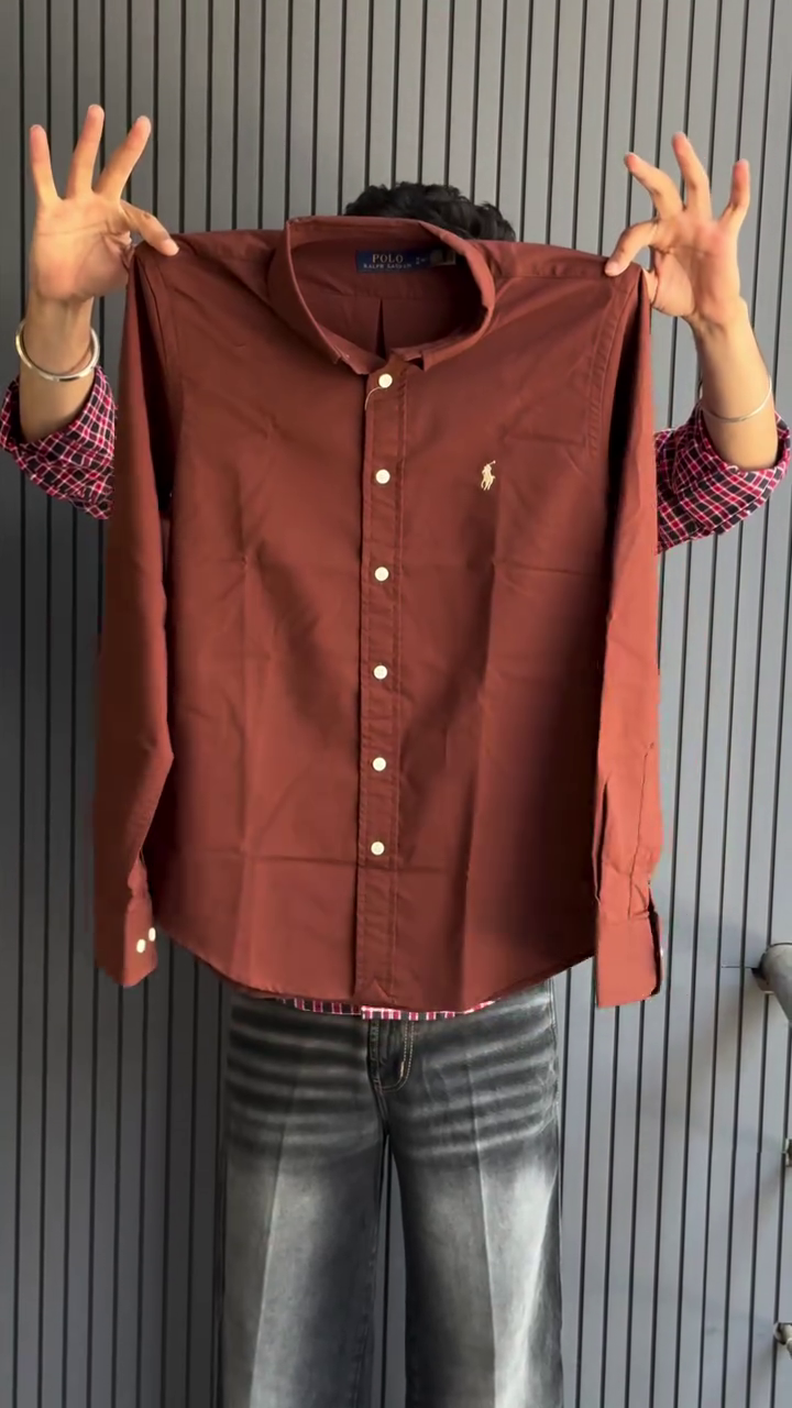 Men's Solid Mandarin Collar Casual Shirt