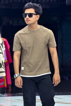 Men's Minimalist Layered Crew Neck T-Shirt