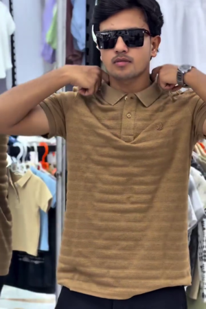 Men's Textured Knit Polo T-Shirt