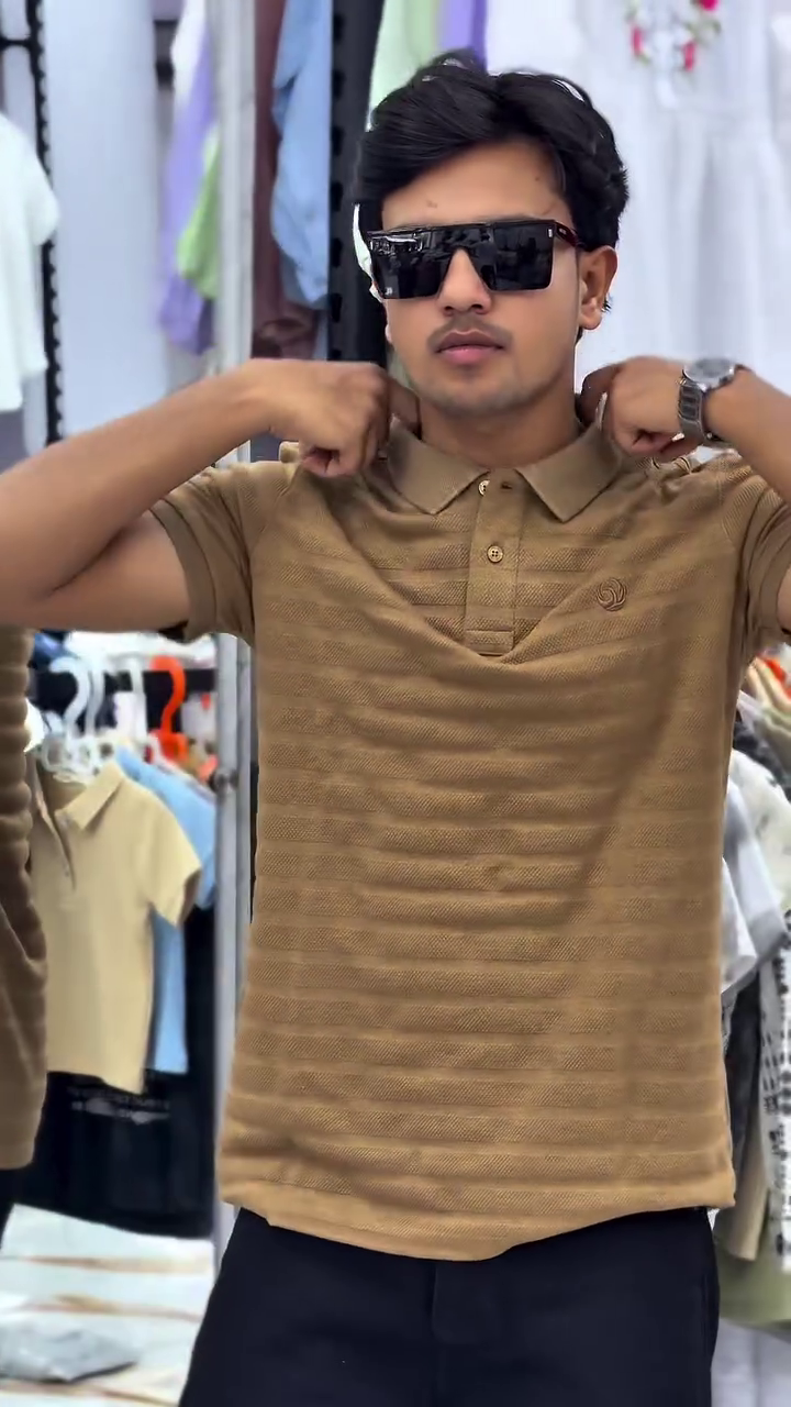 Men’s Textured Knit Polo T-Shirt