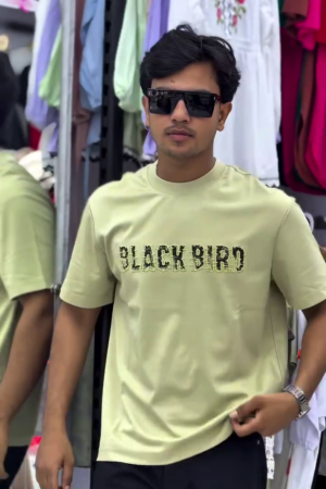 Men's Black Bird Graphic Oversized T-Shirt