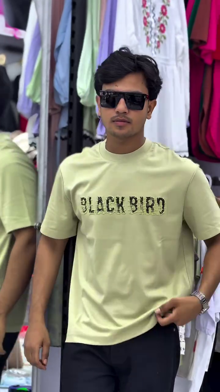 Men’s Black Bird Graphic Oversized T-Shirt
