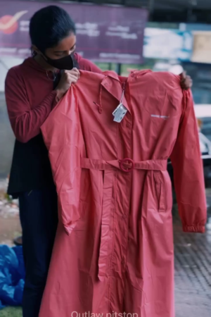 Long Waterproof Belted Raincoat