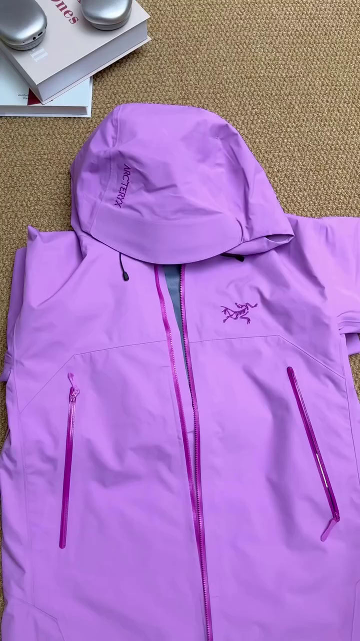 Lavender Purple Waterproof Hooded Rain Jacket