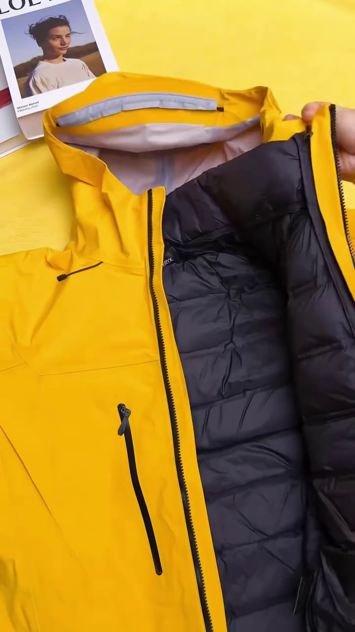 Mustard Yellow Waterproof Hooded Rain Jacket - Image 2